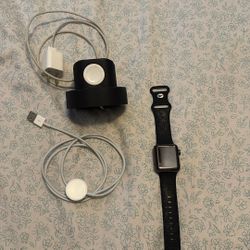 Series 3 black Apple Watch & Chargers