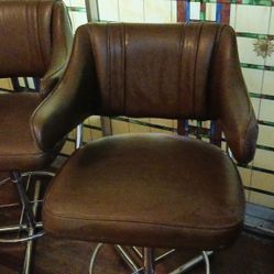 Retro Leather Bar Stools Set Of 2