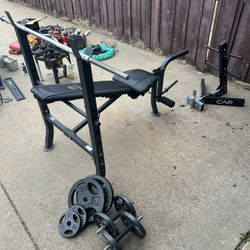 Metal Weighted Bench Press & Weight Rack Set With Dumbbells 