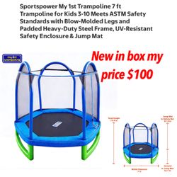New in box My 1st Trampoline™. Designed especially for kids ages 3–10, this 7 ft trampoline combines patented safety features with durable constructio