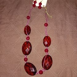 New RUBY STONE NECKLACE AND EARRINGS $5 SET