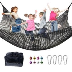 Climbing Net for Kids - 9.9FT x 9.9FT Double Layers Heavy Duty Playground Safety Net, Climbing Cargo Net for Tree House Tree Fort, Back Yard, Jungle G