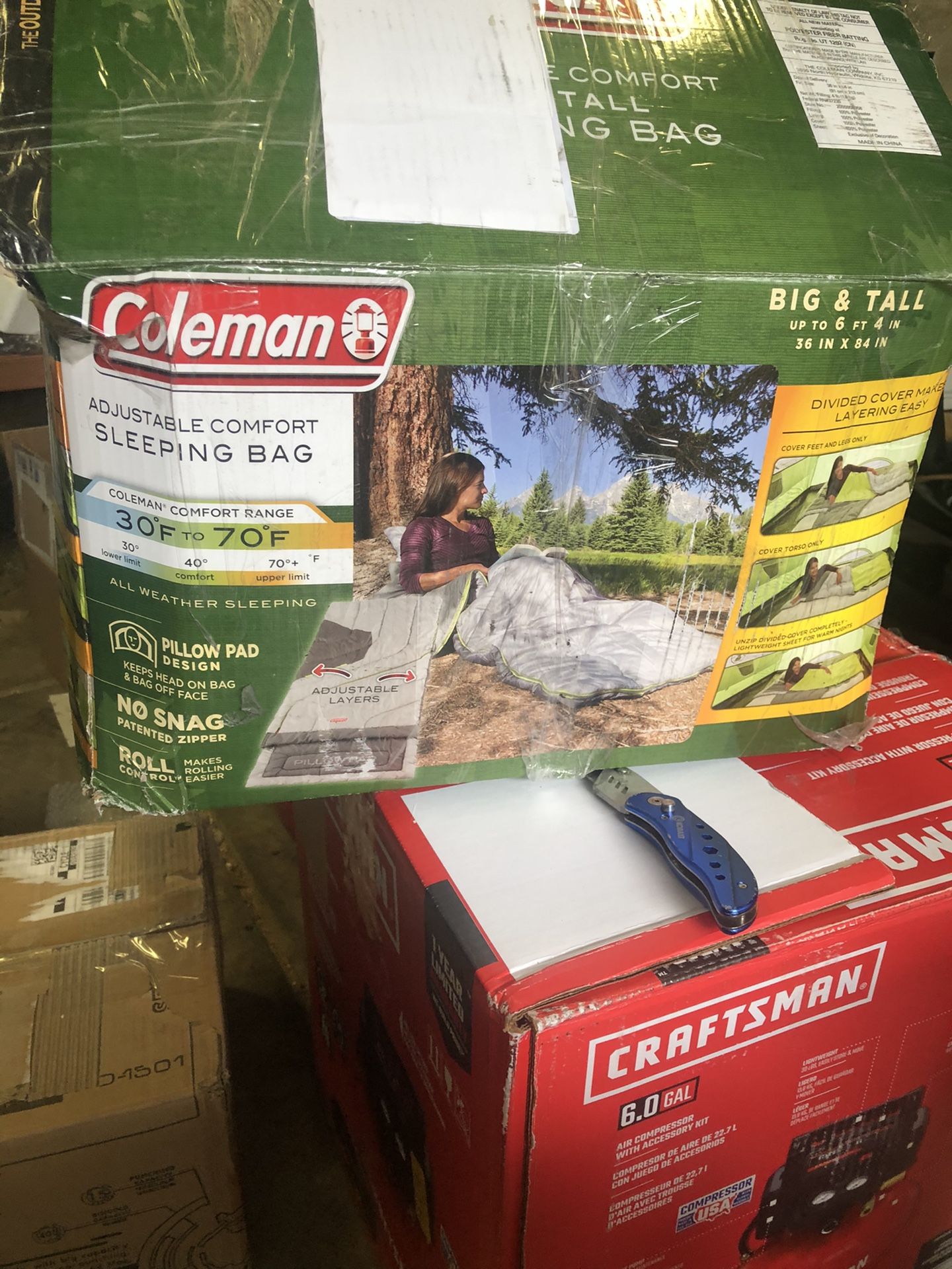 Coleman big tall sleeping bag up to 6’4