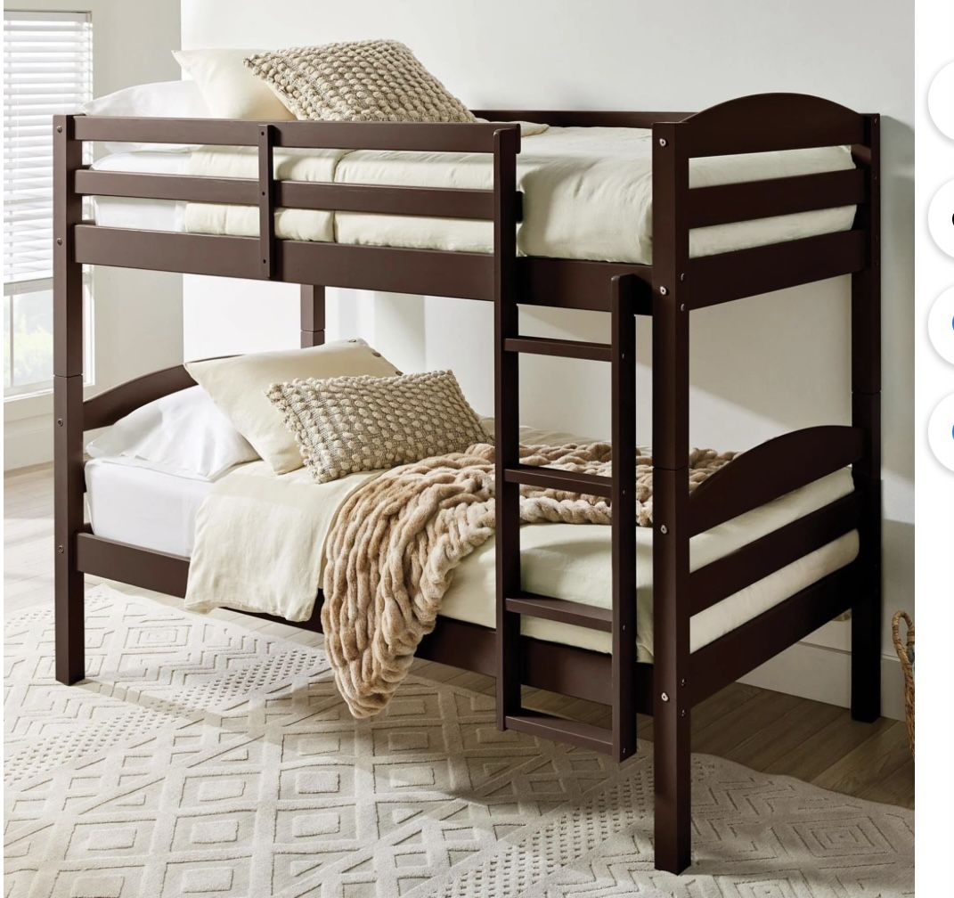 Twin Over Twin Bunk Bed With Mattresses