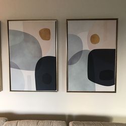 Set of 2 Abstract Wall Art Pieces – Framed
