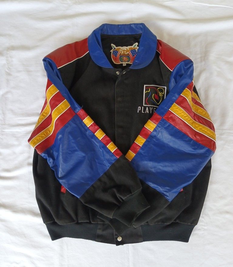 NFL Players Inc Jeff Hamilton Vintage Leather Cotton Jacket Size - Main Image