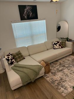 Free Delivery - Living Spaces Large Cream Beige Sectional Sofa w/ Chaise