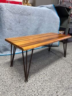 Wood Slat Coffee Table with Hairpin Legs