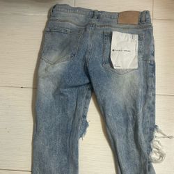 Purple Jeans Light Blue Rips In Knees(no Front Tag)