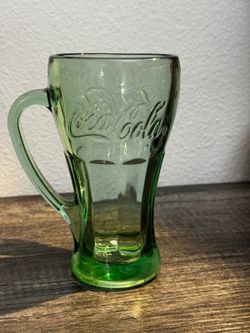 Vintage Coca-Cola Green Glass Mug Embossed Coke Logo Heavy Glass Beer Stein
