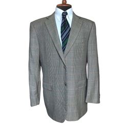 ermenegildo zegna blazer jacket 44r houndstooth dual vent wool 2 button.
