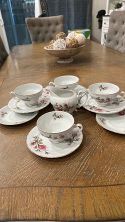Floral Porcelain Tea Set with Creamer
