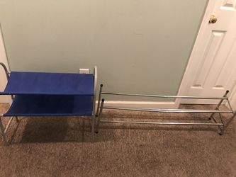 rack shoes45/27inch $5blue blue shoes 25/20 inch $5