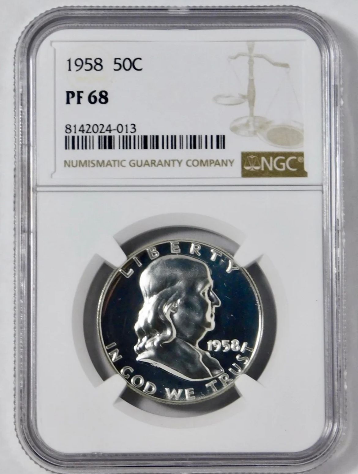 1958 Silver Franklin Half Dollar HIGH GRADE! Gem Proof 68