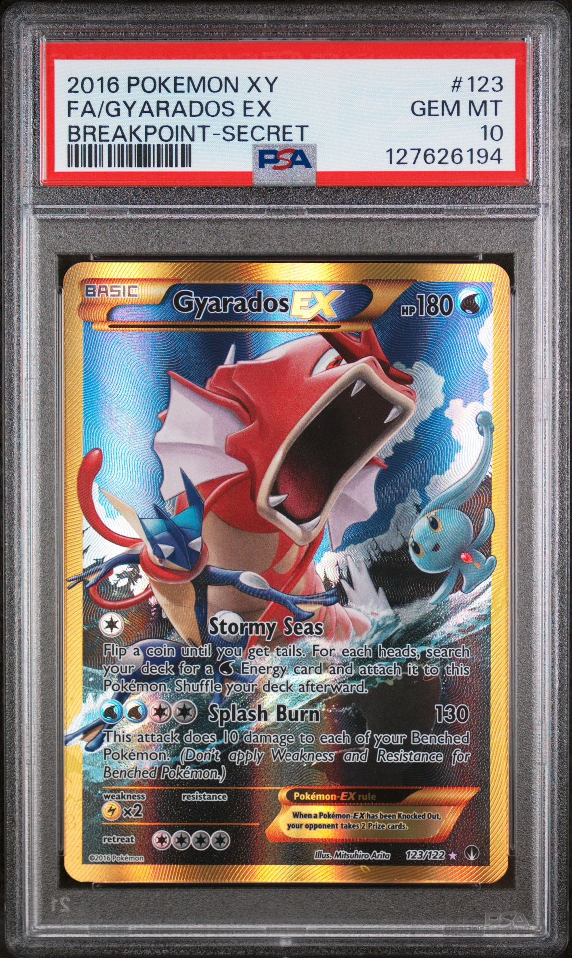 2016 POKEMON XY BREAKPOINT GYARADOS EX #123 PSA 10 SECRET RARE FULL ART