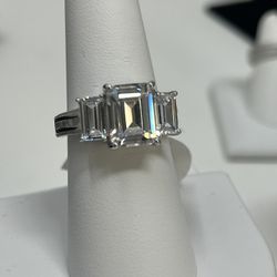 Luxury 18k Sterling Silver Ring 18k Gold Plated Size 7