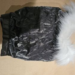 Shimmering Quilted Dog Jacket with White Faux Fur Trim