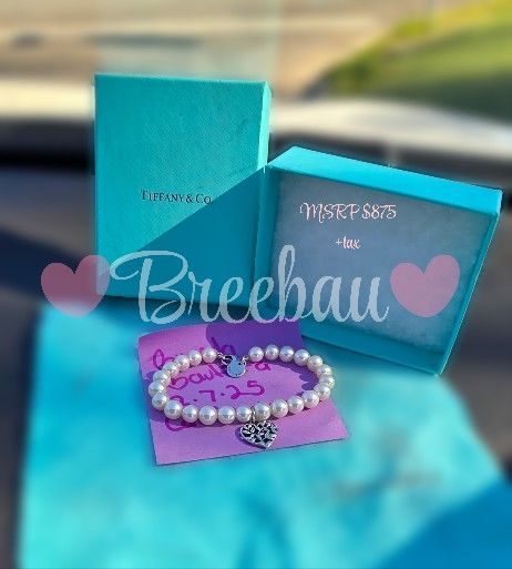 READ DESCP ππ TIFFANY & CO. X PALOMA PICCASO OLIVE LEAF PEARL BRACELET WITH SILVER HEART ππ