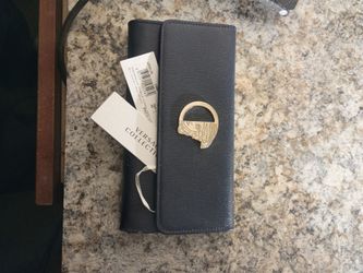 Versace Collection Navy Blue Saffiano Leather Wallet – Gold Hardware