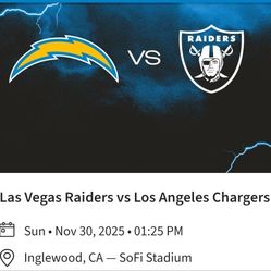 2 Raiders Vs Chargers Nov 30th At SoFi