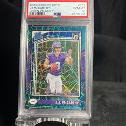 2024 Panini Donruss Optic J.J. McCarthy #235 Green Velocity Rookie PSA 10