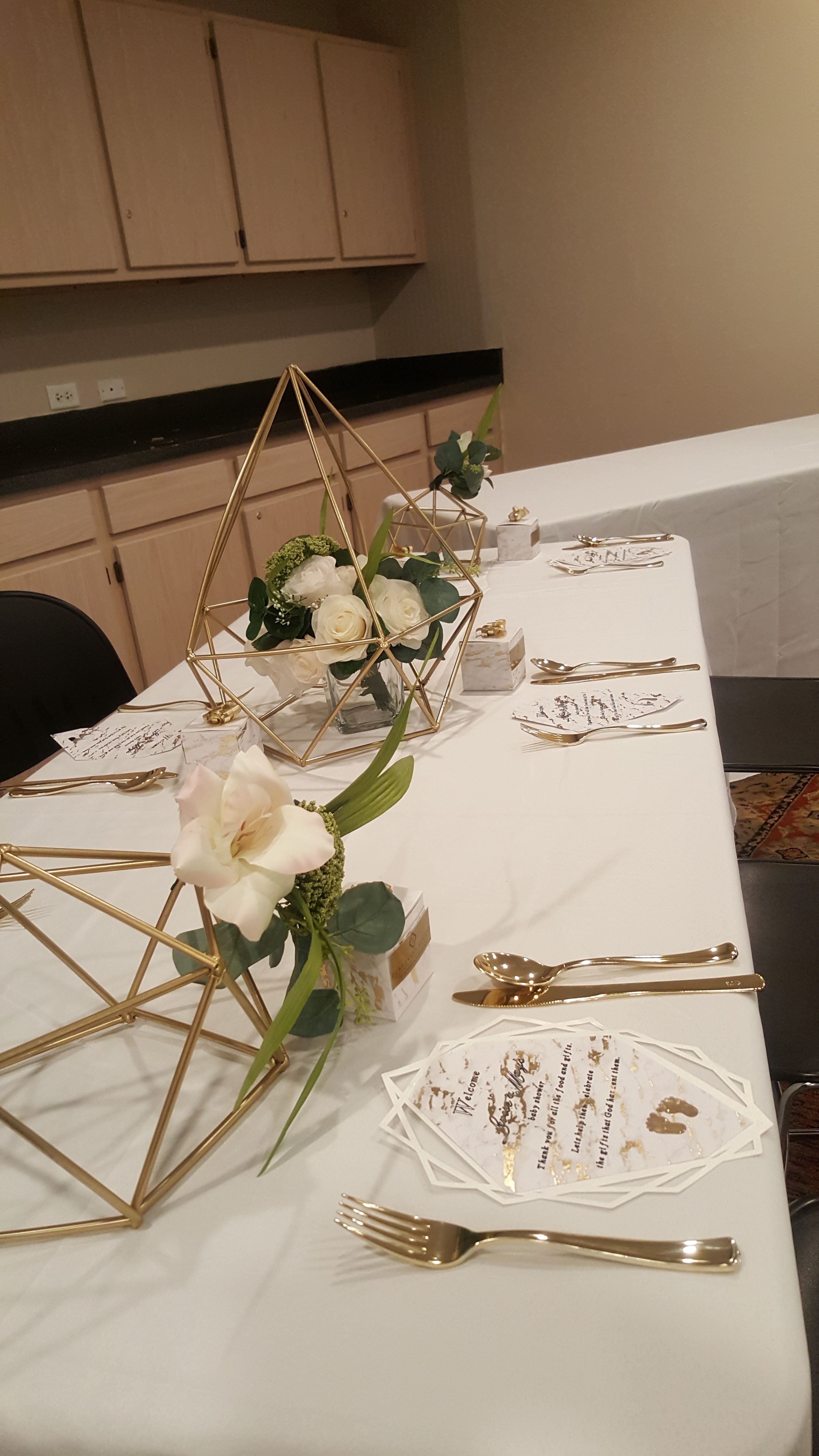 Geometric centerpieces, baby bridal shower wedding decorations decor