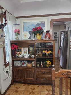 Tv furniture brown color  antique  size wide  52inch tall 55inch
