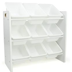 Toys storage shelf for bins. Bins not included