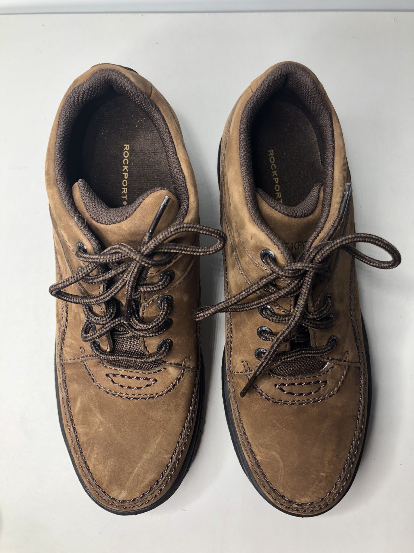 Rockport Brown Leather LaceUp Walking Comfort Sneakers Shoes Women Sz 7.5 US/38