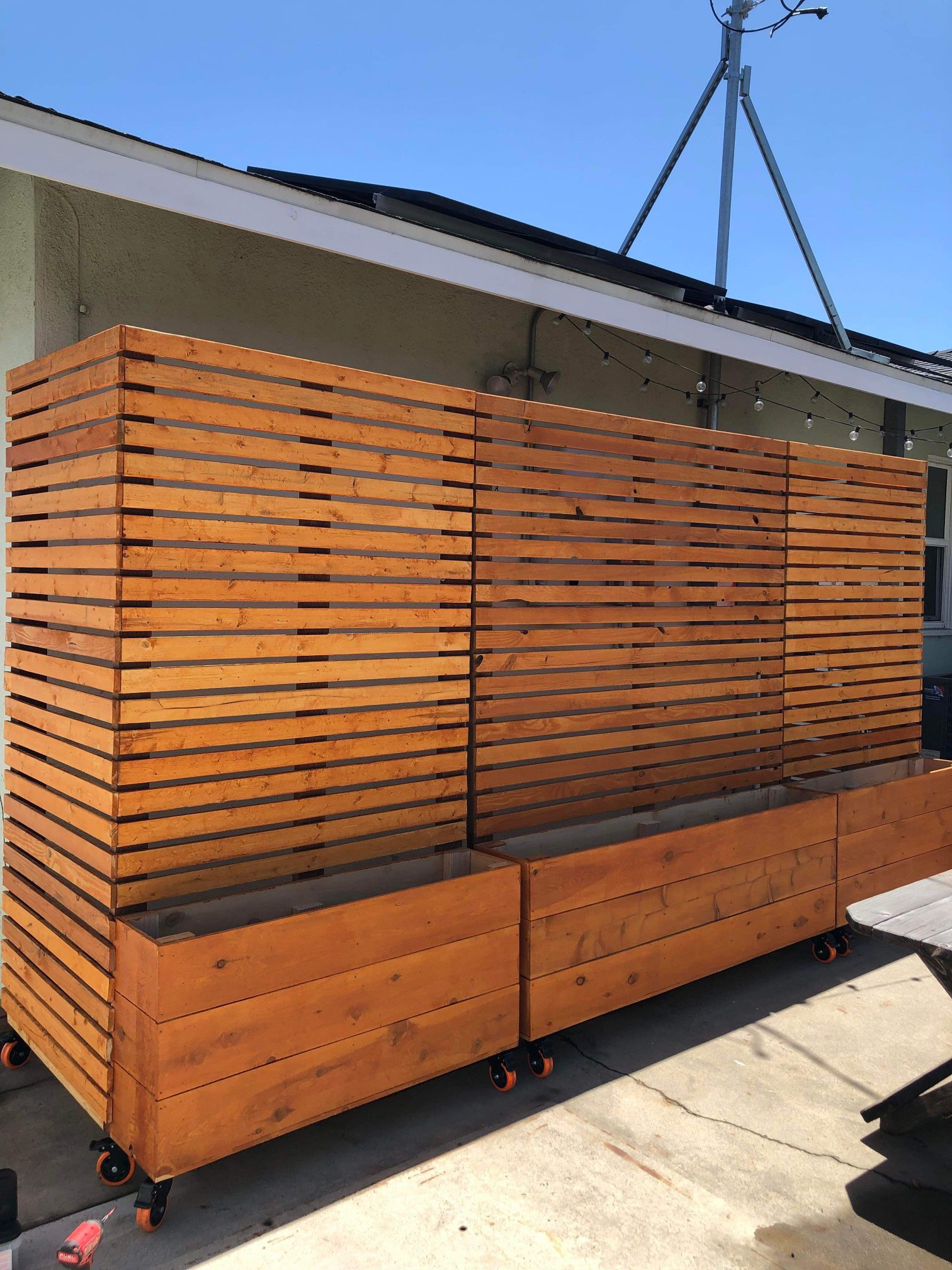 Redwood Cedar garden bed planter boxes raised elevated 3 4 5ft long wheels casters custom made vege