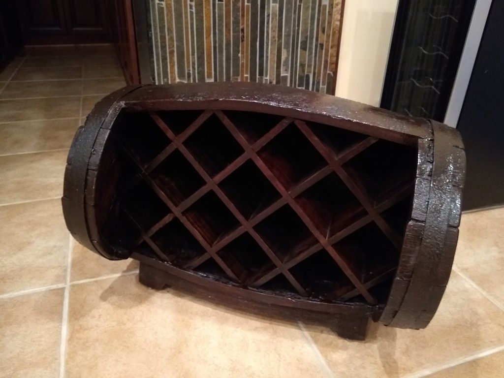 Wine Rack for 14 bottles made from Wood barrel