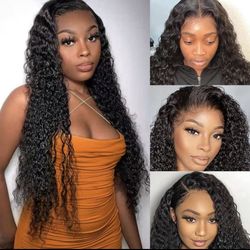 Lace Front Wig Water Wave HD Transparent Lace Front Wigs Human Hair Pre Plucked Curly Lace Fron