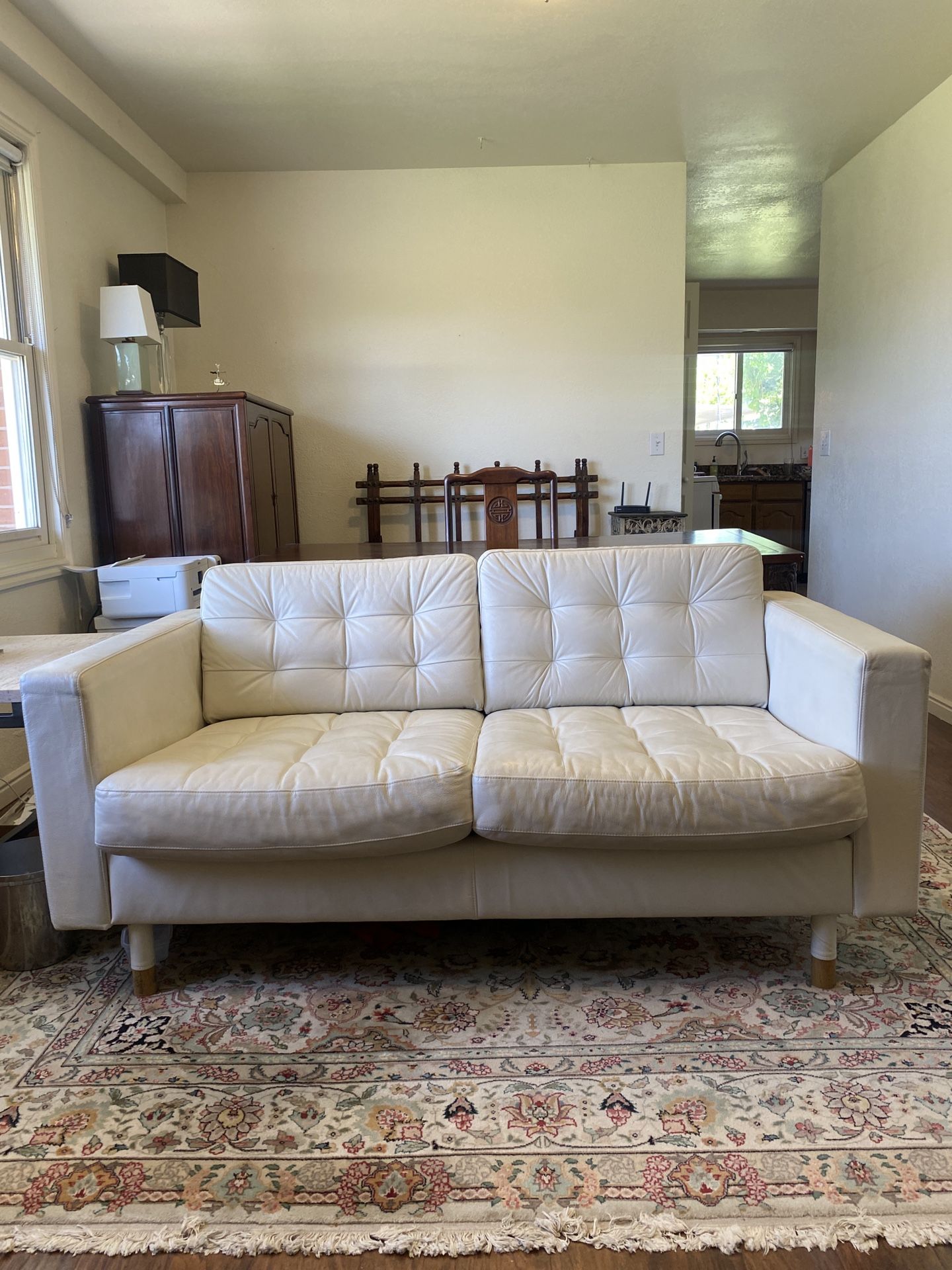White Leather Loveseat