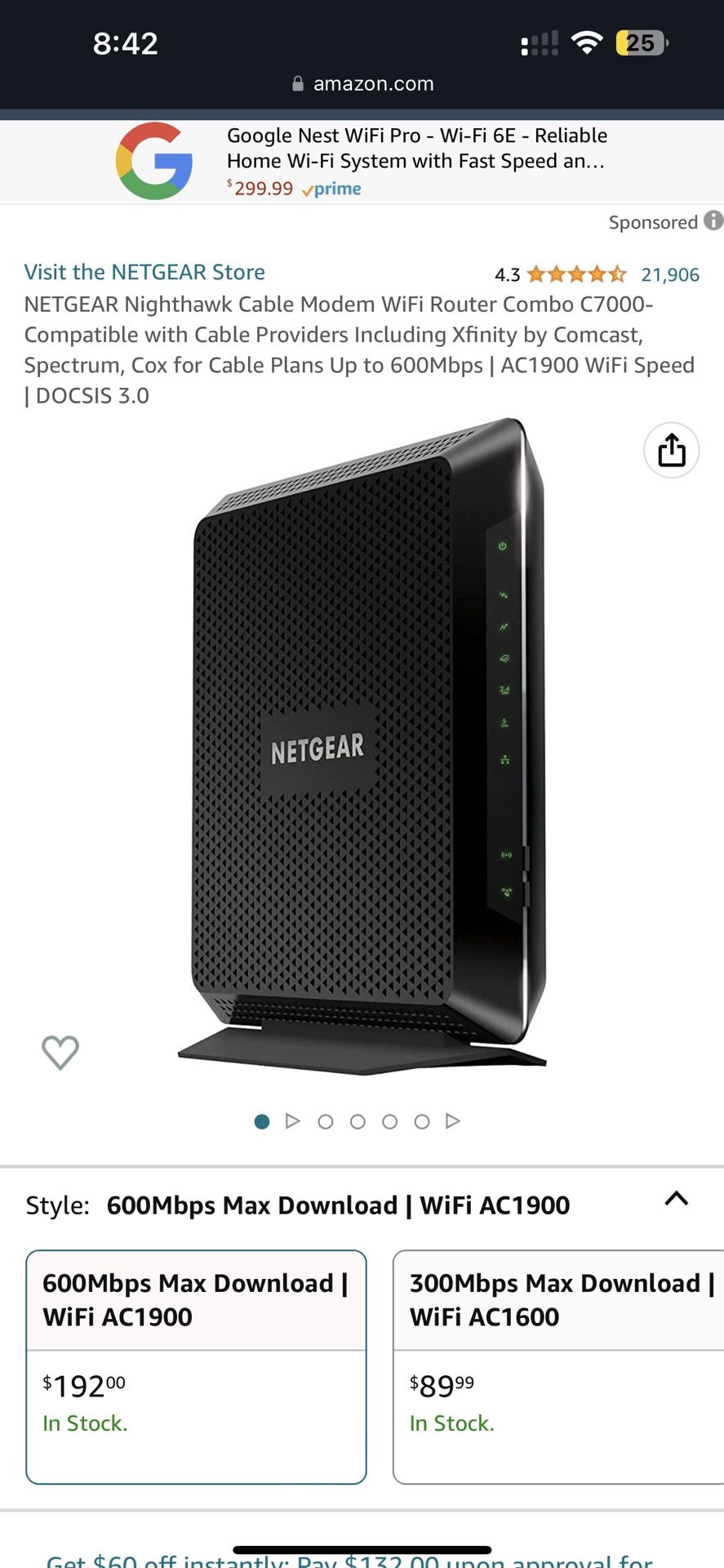 NETGEAR C7000 NIGHTHAWK Cable Modem And Router