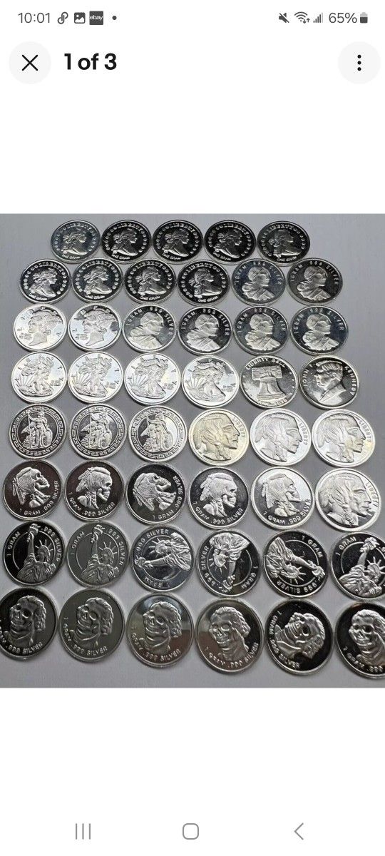 10pcs. Random 10g [1g Each] .999 Fine Silver Bars Or Rounds