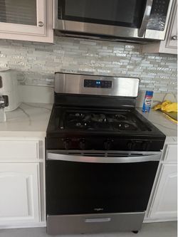 Stainless steel and black oven