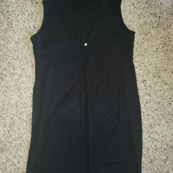 Womens Sleeveless Long Black Tunic