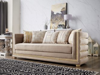 Roma Imperiale Beige Loveseat / HD-L9040