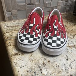 Red Checkered  Slip On Vans 