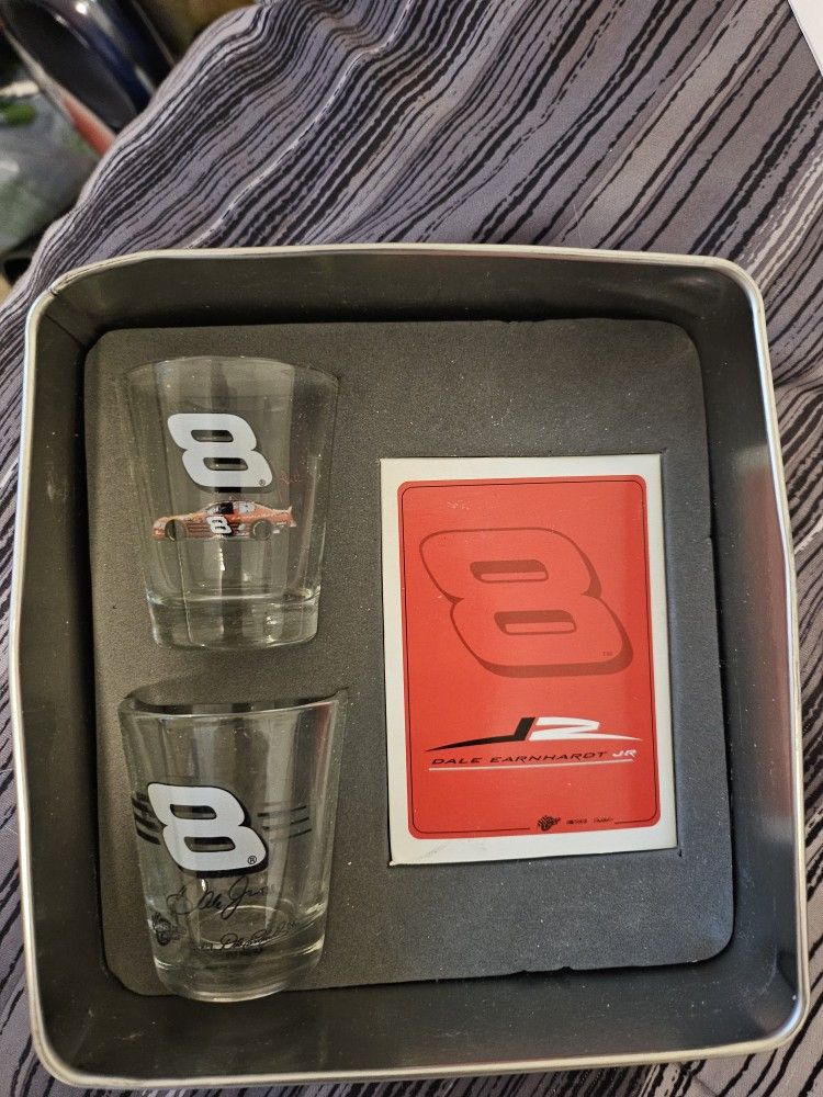 Number 8 Race Car Shot Glasses And Playing Cards