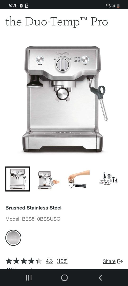 Breville Espresso Machine And Steamer for Sale in Bothell, WA OfferUp