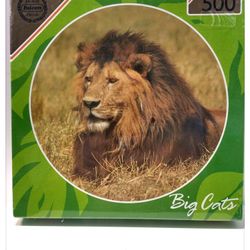 'Big Cats ~ Lion' 500pc DeLuxe Puzzle - 19" Diameter *NEW*