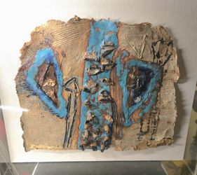 Amazing Mixed Media" Untitled "1991 by Seattle Artist Joan Bach-Bradford 18x20.5x3.5" in plexiglass case Stunning Art Piece