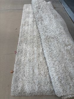 Large Cream Shag Area Rug