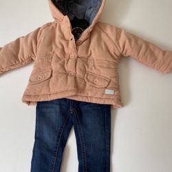 Baby Girls Set 3ps Jacket , Jeans, Blouse. 7 For All Mankind . 100% Cotton . New 