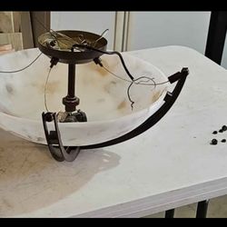 Alabaster Look Semi-Flush Ceiling Light