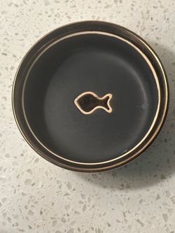 Matte Black Copper Rim Pet Dish