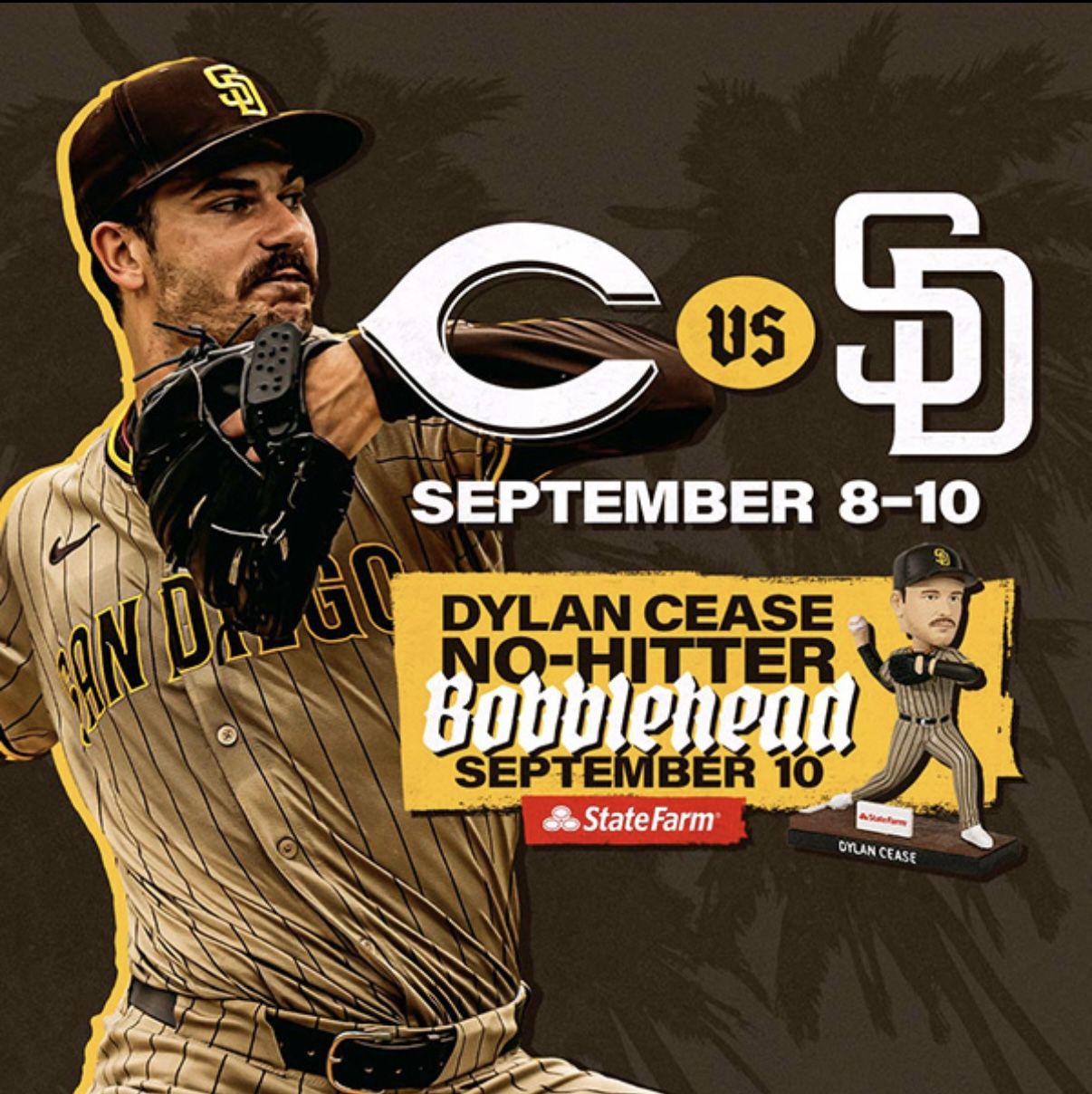 Padres VS Reds Cease Bobblehead 4 Tickets 