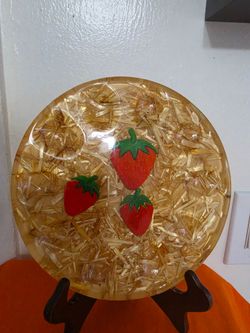 1970s Lucite Strawberry Devilled Egg Platter, Vintage 70s Resin Egg Platter, Vintage Devilled Egg Holder, Pickled Egg Platter