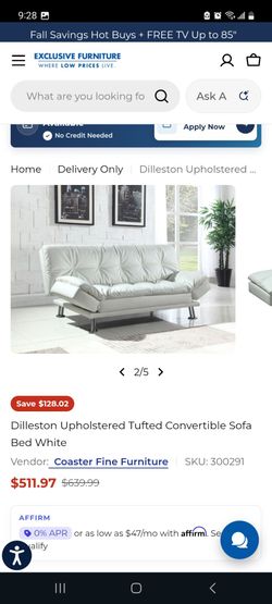 Dilleston Upholstered Tufted Convertible Sofa Bed White